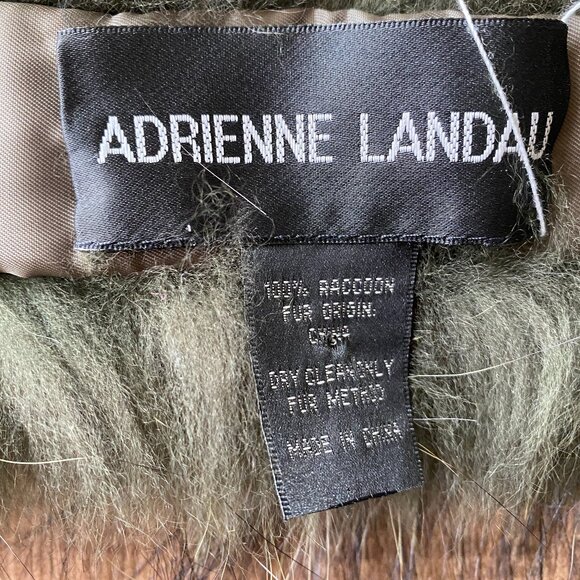 NWT Fur Scarf by Adrienne Landau, Raccoon Emerald - Picture 3 of 10